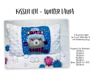 Stickdatei - ITH Kissen Winter Lama